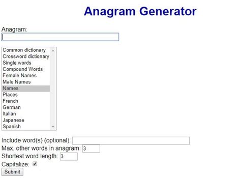 anagram generator name|anagram maken naam.